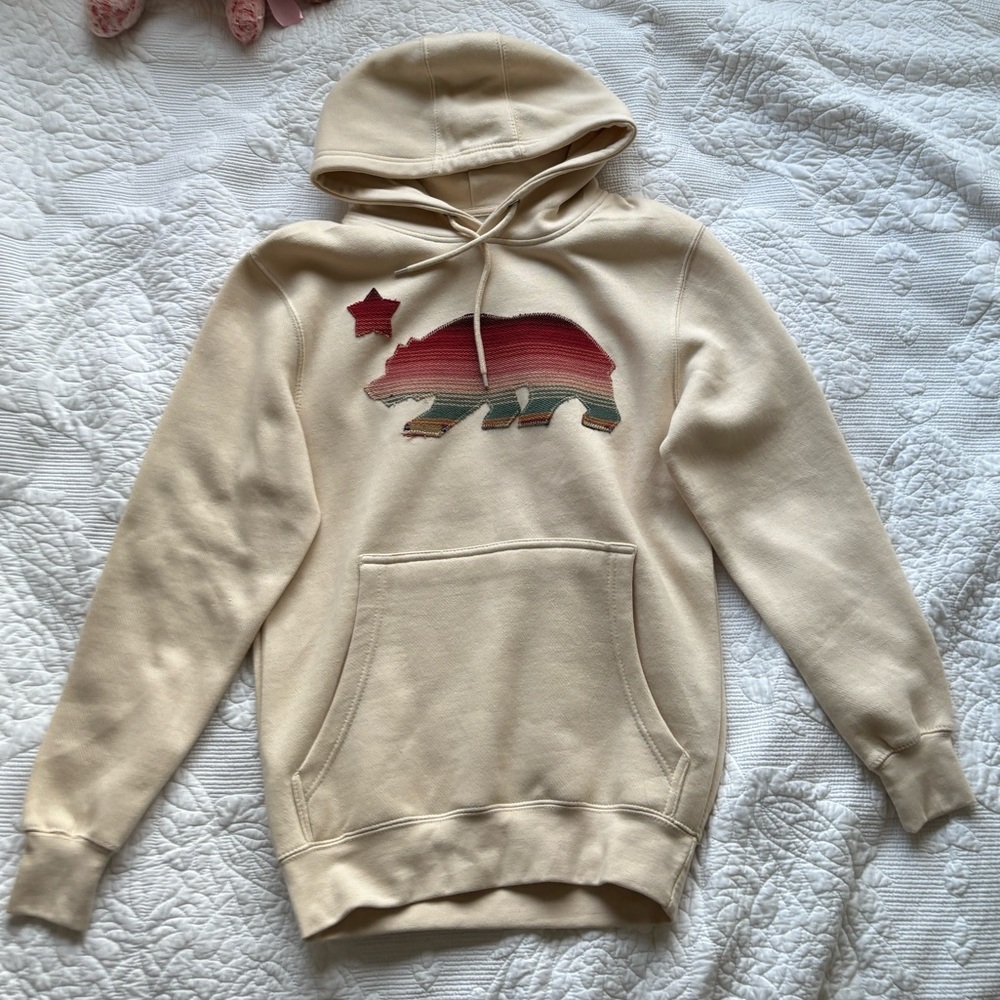 Cream Colored Bear Hoodie (Small)